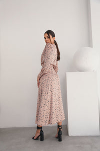 Midi Dress with Shoulder Pads Pink-baagr.myshopify.com-dress.-BOJONI