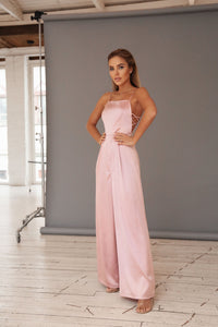 Satin Jumpsuit with Thin Straps 