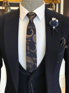 Bojoni Navy Slim-Fit Suit 3-Piece 