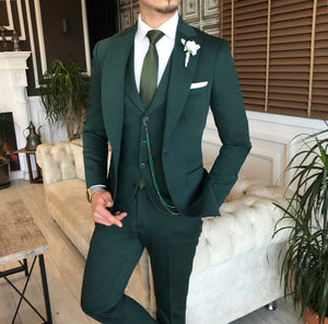 Bojoni Green Slim-Fit Suit 3-Piece | VICLAN