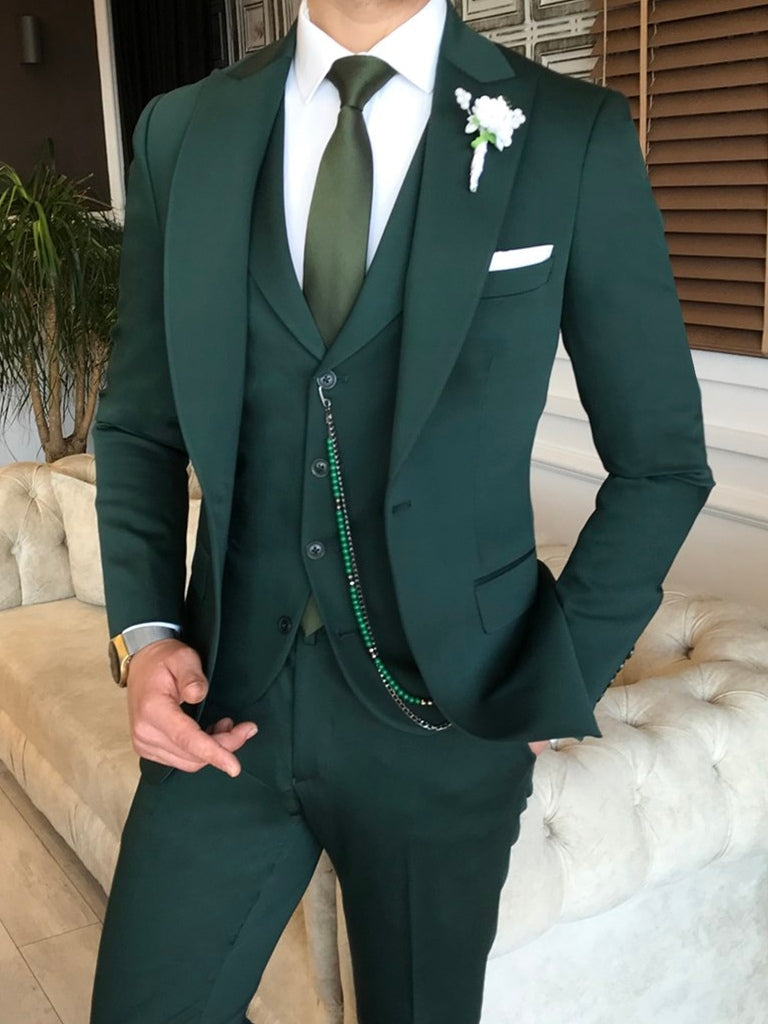 Bojoni Green Slim-Fit Suit 3-Piece 