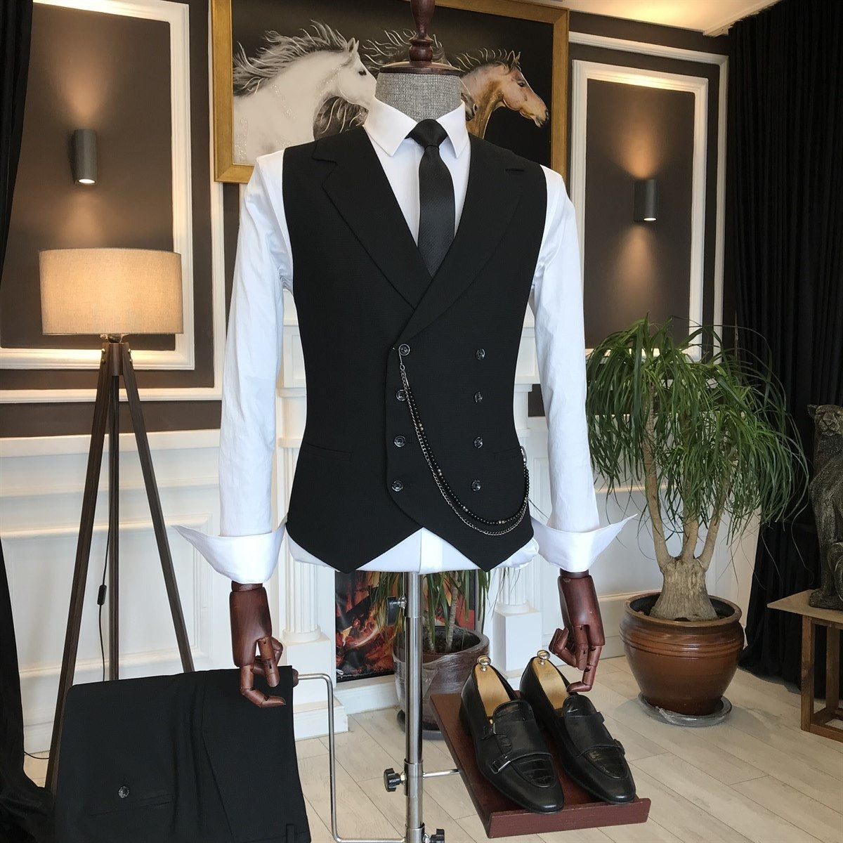 Bojoni Black Slim-Fit Suit 3-Piece 