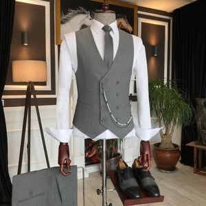 Bojoni Grey Slim-Fit Suit 3-Piece 