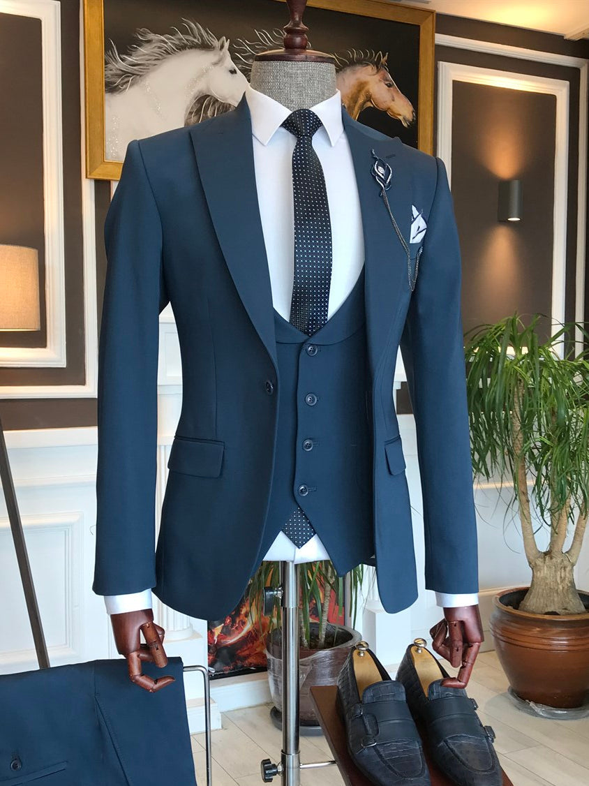 Bojoni Blue Slim-Fit Suit 3-Piece 