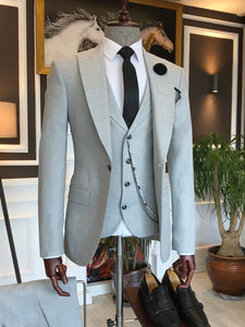 Bojoni Light Grey Slim-Fit Suit 3-Piece 