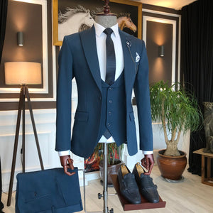 Bojoni Blue Slim-Fit Suit 3-Piece 