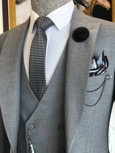 Bojoni Grey Slim-Fit Suit 3-Piece 