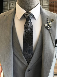 Bojoni Grey Slim-Fit Suit 3-Piece 