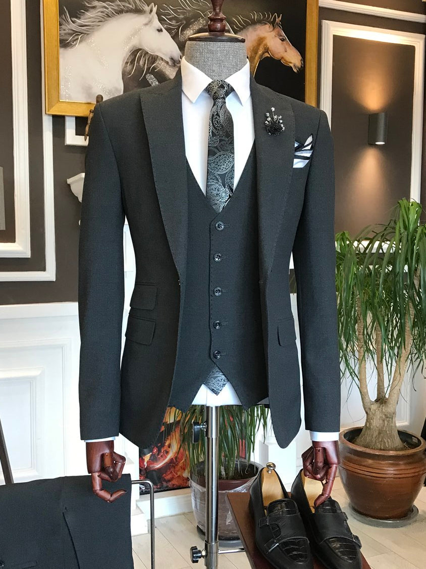 Bojoni Grey Slim-Fit Suit 3-Piece 